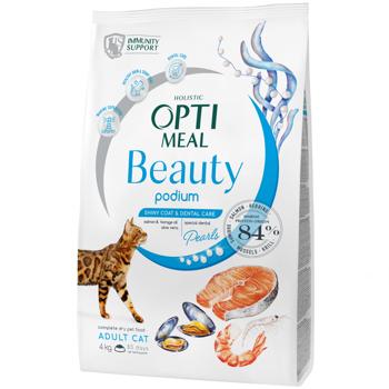 Корм сухий Optimeal Beauty Podium з морепродуктами для догляду за шерстю та зубами у дорослих котів 4кг - купити, ціни на - фото 1
