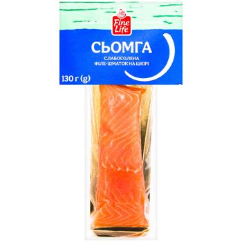 Сьомга Fine Life філе-шматок на шкірі слабосолена 130г