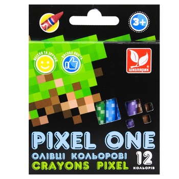 Олівці Школярик Crayons Pixel One 12 кольорів - купити, ціни на Auchan - фото 2