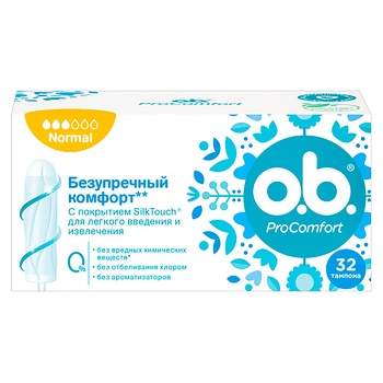 O.B. ProComfort Normal Tampons 32pcs - buy, prices for NOVUS - photo 1