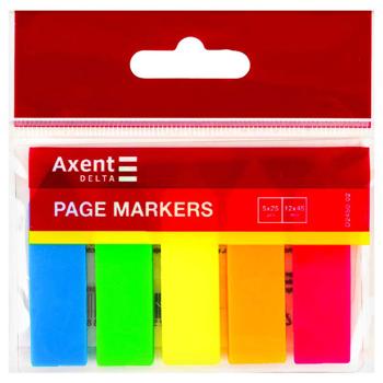 Delta Neon Plastic Page Markers with Adhesive Layer 5 Colors 12x45mm 125pcs