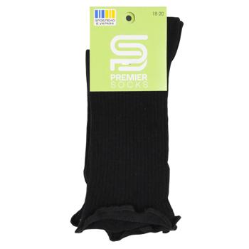 Шкарпетки дитячі Premier Socks високі рубчик з рюшами р.16-22 чорний - купити, ціни на NOVUS - фото 1