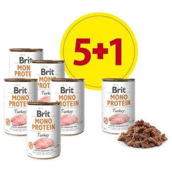 Brit Care Mono Protein набір вологого корму для собак 5+1 шт х 400 г - індичка - купити, ціни на MasterZoo - фото 1