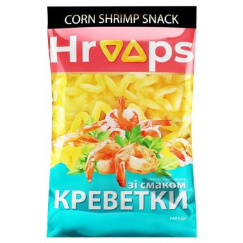 Снеки кукурузные Hroops со вкусом креветки 140г - купить, цены на Auchan - фото 1