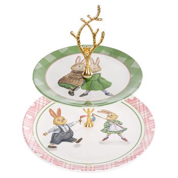 Блюдо двоярусне Alba Ceramic Bunny 19см і 26см - купити, ціни на - фото 2