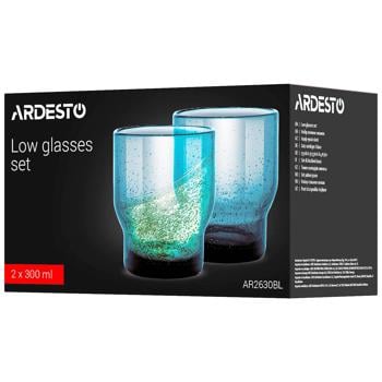 Ardesto Bubble Set of Blue Low Glasses 300ml 2pcs