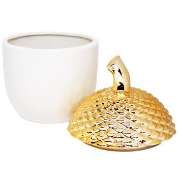 Банка порцелянова Жолудь 800мл колір білий із золотом 727-148 BONADI 1 шт - купить, цены на WINETIME - фото 2