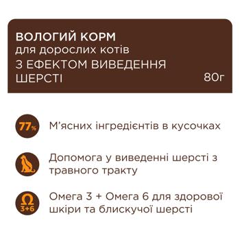 Корм вологий Club 4 Paws Premium з куркою для виведення шерсті у котів 80г - купити, ціни на MasterZoo - фото 2