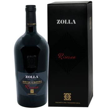 Вино Zolla Primitivo di Manduria Riserva червоне сухе 15% 1,5л