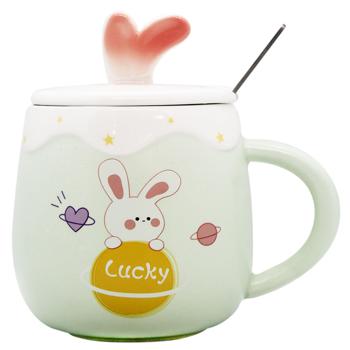 Funny Rabbits Porcelain Cup with Lid and Spoon 430ml - buy, prices for - photo 2