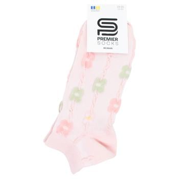 Шкарпетки Premier Socks жіночі короткі Ажурні квіти р.23-25 світла пудра