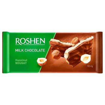 Шоколад молочний Roshen з нугою та горіхами 90г - купити, ціни на - фото 1