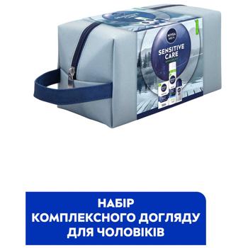 Набор косметический Nivea Men Sensitive Care Бальзам после бритья 100мл + Гель для бритья 200мл + Антиперспирант 50мл + Косметичка - купить, цены на - фото 3
