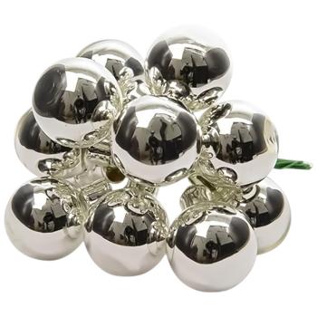 Подвес елочный Koopman Шары гроздь серебряный 2см 12шт - купить, цены на КОСМОС - фото 2