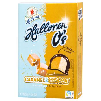 Цукерки Halloren O's Caramel & Sea Salt у молочному шоколаді 125г - купити, ціни на METRO - фото 1