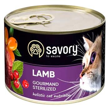 Savory Sterilized упаковка вологого корму для котів 6 шт х 200 г - ягня - купить, цены на MasterZoo - фото 3