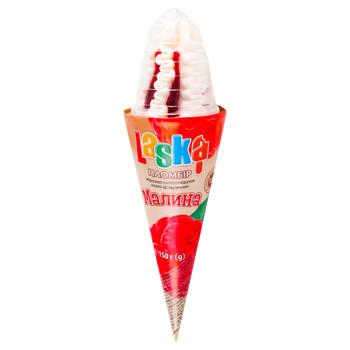 Морозиво Laska Пломбір з малиновим наповнювачем 150г - купити, ціни на ЕКО Маркет - фото 1