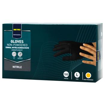 Metro Professional Black Nitrile Gloves L 100pcs - buy, prices for METRO - photo 1