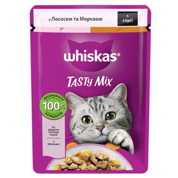 Корм влажный Whiskas Tasty Mix с лососем и морковью для кошек 85г - купить, цены на Grono - фото 1