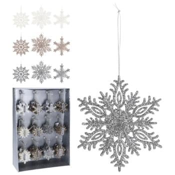Snowflake Christmas Tree Decoration 9cm in assortment
