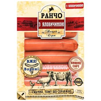 Сосиски Ранчо з яловичиною вищий сорт 275г - купити, ціни на КОСМОС - фото 1