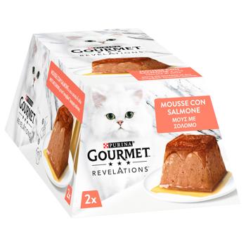 Корм влажный Gourmet Revelations Мусс с лососем и подливкой для взрослых кошек 57г х 2шт