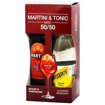 Martini Fiero Red Orange Vermouth 14.9% 0.75l + Schweppes Tonic 1l - buy, prices for COSMOS - photo 1