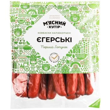 Ковбаски М'ясний Хутір Єгерські напівкопчені перший сорт - купити, ціни на Торба - фото 1