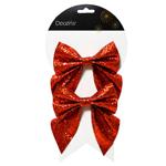 Decoris Red Bow on Clip Decoration 12cm 2pcs