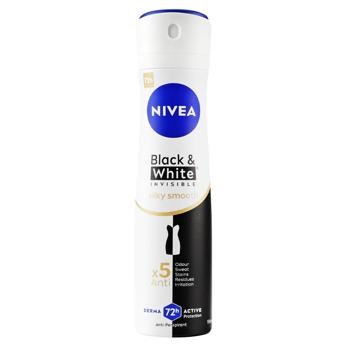Антиперспирант аэрозольный Nivea Black&White Invisible Silky Smooth 150мл