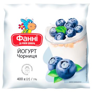 Fanni Blueberry Yogurt 1% 400g - buy, prices for ULTRAMARKET - photo 1