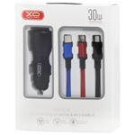 XO 18W Car Charger with 3-in-1 Cable XO-CC55