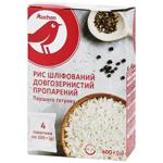 Рис Auchan шліфований довгозернистий пропарений 4шт*100г