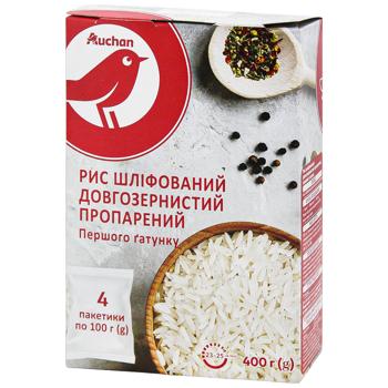 Рис Auchan шліфований довгозернистий пропарений 4шт*100г - купити, ціни на Auchan - фото 1