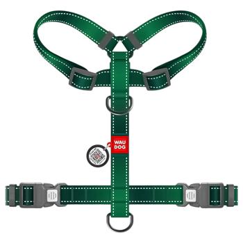 Шлея для собак Waudog Mono Nylon с QR паспортом светоотражающая зеленый М - купить, цены на Auchan - фото 2