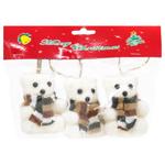 Украшения ёлочные Белый медведь кремовые 3шт 8*6см