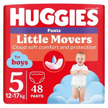 Подгузники-трусики Huggies Little Movers Mega 5 для мальчиков 12-17кг 48шт - купить, цены на КОСМОС - фото 1