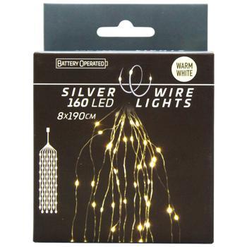 Гірлянда внутрішня на батарейках теплий білий колір 160 led лампочок 8 рядів по 2м по 20 ламп - купити, ціни на КОСМОС - фото 4