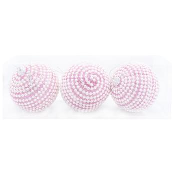 Pink Christmas Ball with Beads 8cm 3pcs - buy, prices for COSMOS - photo 1