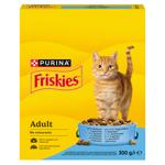 Корм сухий Friskies з лососем та овочами для дорослих котів 300г