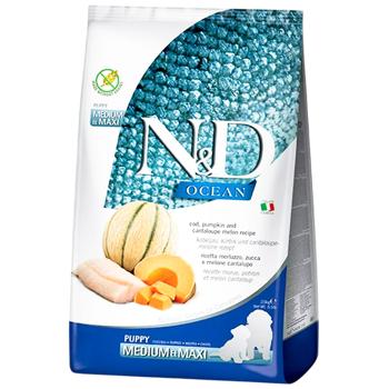 Сухий корм для цуценят Farmina N&D Ocean Medium & Maxi 2,5 кг - тріска, гарбуз та диня - купити, ціни на MasterZoo - фото 1