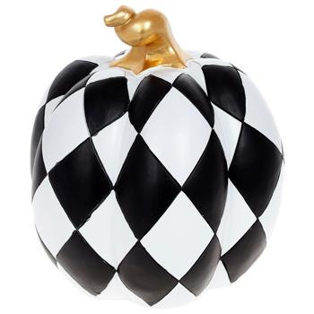 Bona Di Pumpkin Rhombus Decor 23cm Black and White with Gold