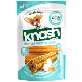 Knash Woofa Loofa Snack for Dental Health of Small Breed Dogs with Apple, Peanut Butter and Turmeric 115g