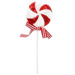Red and White Lollipop Decoration on Stick 10cm