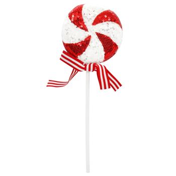 Red and White Lollipop Decoration on Stick 10cm - buy, prices for MegaMarket - photo 1