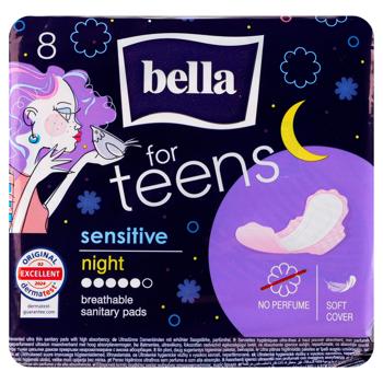 Прокладки гігієнічні Bella For Teens Sensitive Night 8шт - купити, ціни на МегаМаркет - фото 1