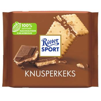Шоколад молочний Ritter Sport з начинкою з вершкового печива 100г