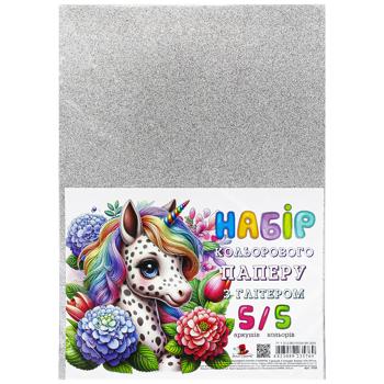Art Studio of Happiness Coloured Paper with Glitter Set 5 Sheets - buy, prices for Auchan - photo 1