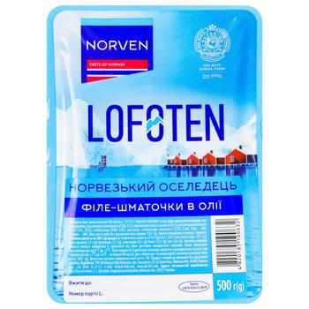 Оселедець Norven філе-шматочки в олії 500г - купити, ціни на - фото 3
