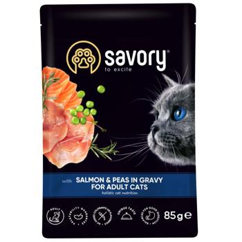 Корм влажный Savory с лососем и горошком для кошек 22шт х 85г - купить, цены на MasterZoo - фото 2